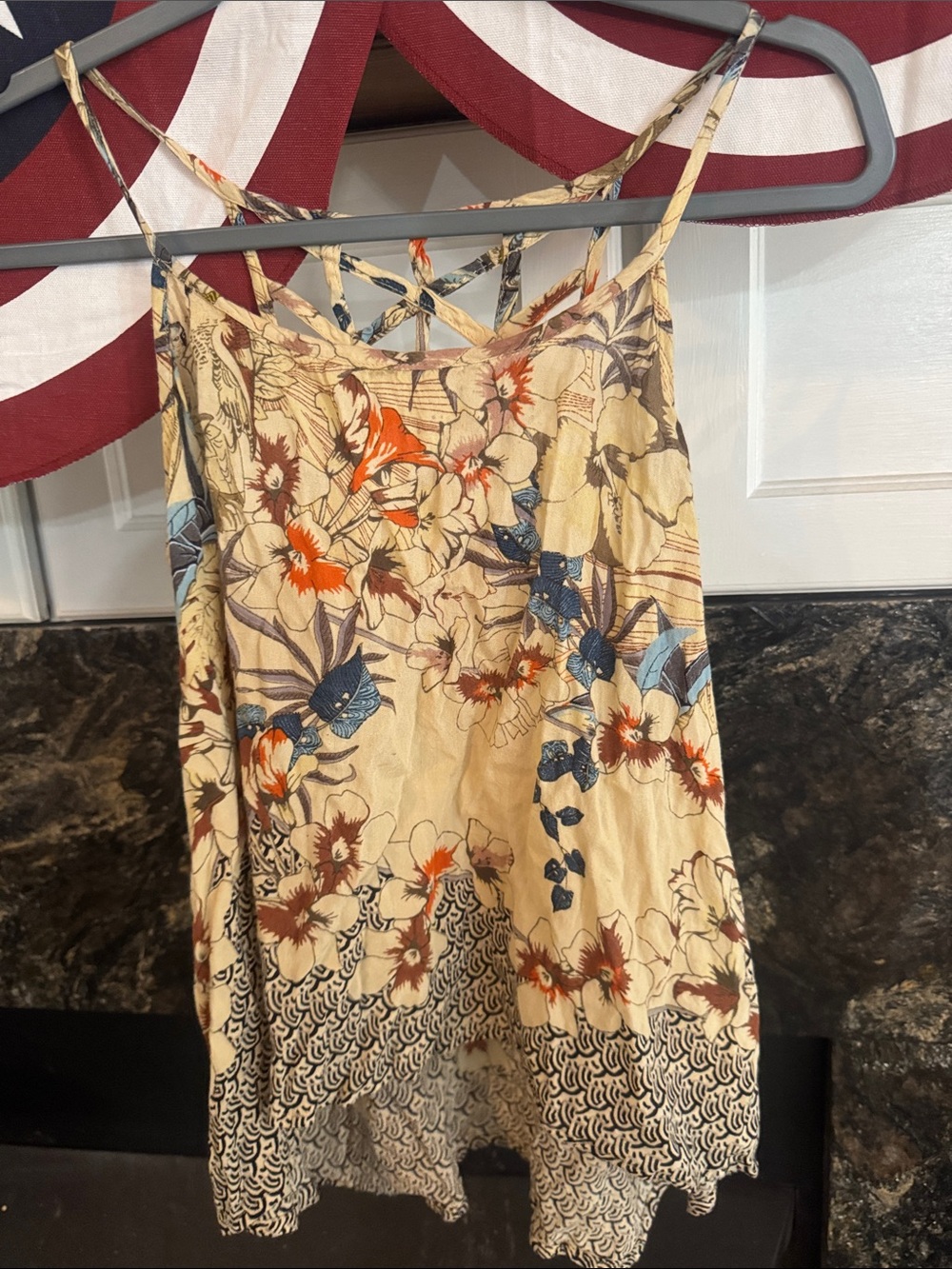 Alya Floral Strappy Camisole in Cream,‎ Blue, Orange, Brown